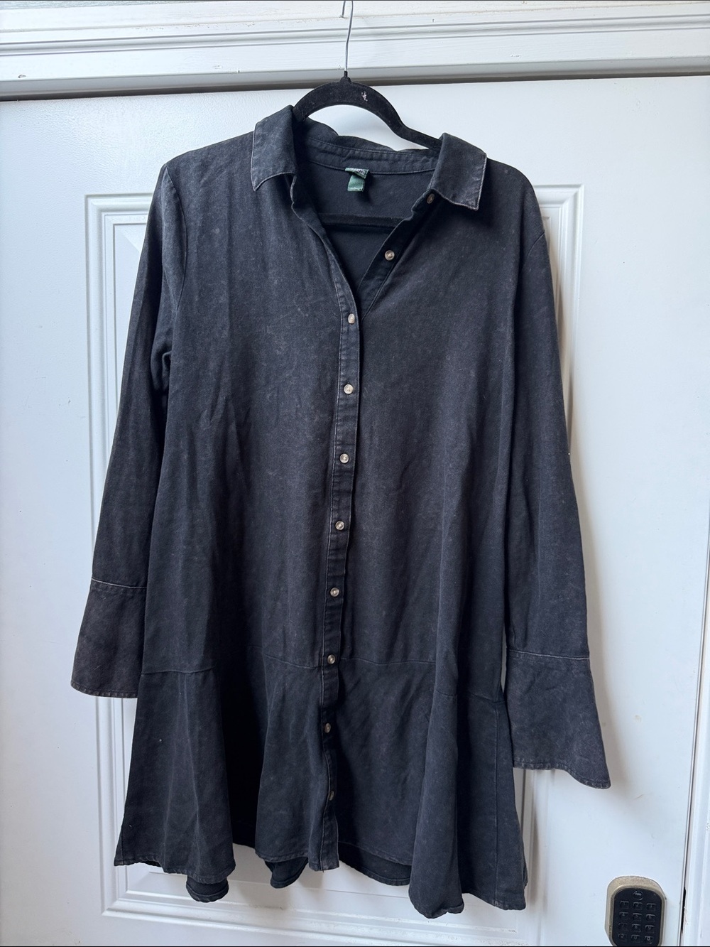 wild fable Black Button-Front Longline Shirt Dress